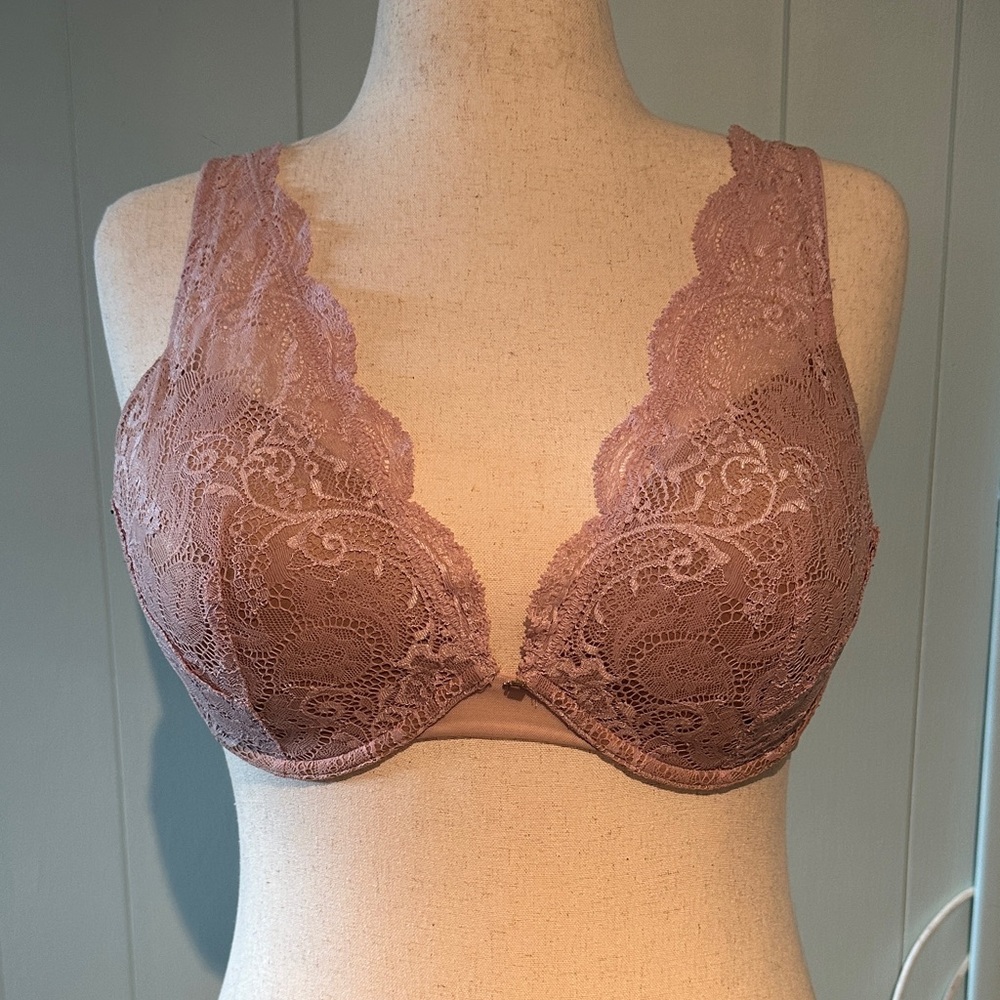 ThirdLove Lace Underwire Plunge in Soft Mauve